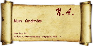 Nun András névjegykártya